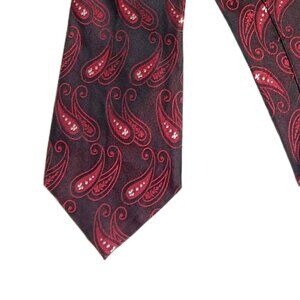 Pronto Uomo Couture Silk Tie Men’s 60” Black Red Paisley Designer Classic New